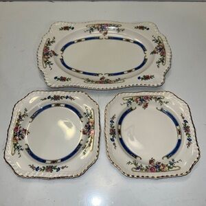 Set of 3 old English Johnson Bros floral plates
